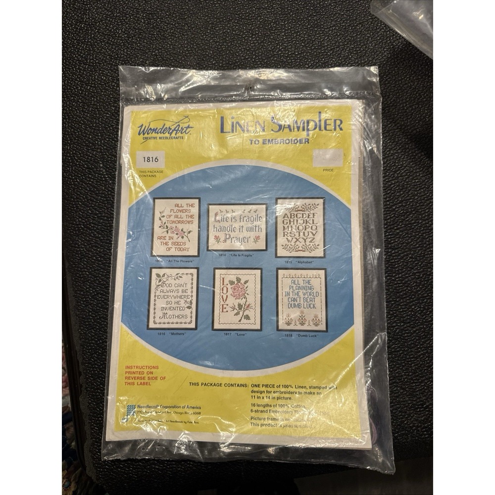 WonderArt Linen Sampler to Embroider #1816 New Creative Needlecrafts
